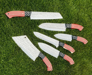Juego de Cuchillos de Chef Hechos a Mano, 5 Piezas, Edición Especial Día de la Independencia, Mango con Bandera de EE. UU., Hoja de Acero Inoxidable para Uso en la Cocina, Regalo para el Día de la Madre - Product Image 3