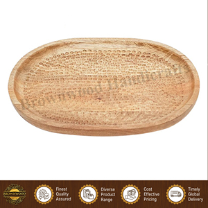Fabriqué en Inde, plateau de service ovale en bois de manguier massif, finition naturelle, fait à la main, pour hôtels, restaurants et maison - Product Image 3