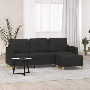 Sofá Negro de 3 Plazas con Reposapiés para Sala de Estar - Product Image 1