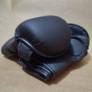 Gants de MMA Daxx Sports en cuir de vachette, demi-doigts, avec fermeture, imperméables, noirs, pour arts martiaux, taille S pour adultes - Product Image 6