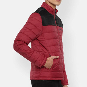 Daizen <b>Star</b> Men's Red Puffer <b>Jacket</b> Stand Collar Zipper Closure Windproof Breathable Winter Casual Fleece Fabric - Product Image 6