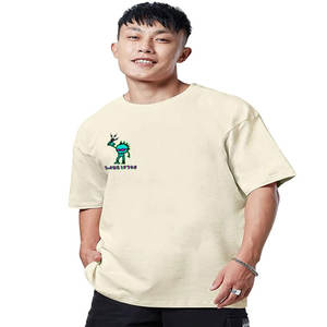 เสื้อยืดลายกราฟฟิกสำหรับผู้ชายเสื้อยืดผ้าฝ้ายวินเทจเปิดไหล่โอเวอร์ไซส์เปล่าสำหรับผู้ชาย - Product Image 2