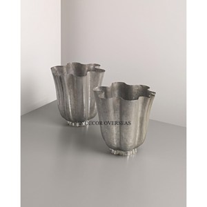 Pot de fleurs en métal Wabi-Sabi sculpté à la main, texture irrégulière argentée et dorée, jardinières d'intérieur pour la décoration de plantes vertes et fleurs - Vente chaude - Product Image 2