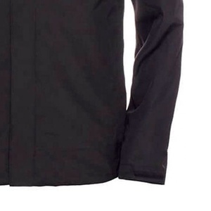 Men's Black Solid Stand Collar Hooded Puffer <b>Jacket</b> Windproof Zipper Closure Casual Winter Outerwear Regular Fit Polyester Shell - Product Image 2