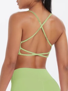 <b>Open</b> Back Gym Wear Ladies <b>Bra</b> Underwear Double Cross Strap Exercise Clothing Athleisure <b>Bra</b> Top Private Label Gear - Product Image 2