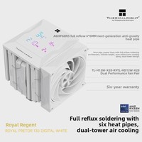Refroidisseur d'air pour processeur Thermalright Royal Pretor 130 DIGITAL WHITE, 6 caloducs de 6 mm, double ventilateur PWM, compatible LGA1700 AM4 AM5, vente en gros