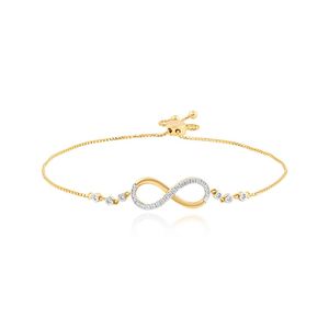 18K Gold Plated <b>Infinity</b> <b>Bracelet</b> With 0.17 Ct Round Cut Diamonds Channel Set For Women's Everyday Wear - Product Image 1