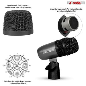 ไมโครโฟน 5Core XLR คาร์ดิออยด์ สำหรับกลองสแนร์ ทอม และกลองคิก สีดำ - Product Image 5