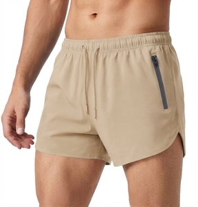 <b>Mens</b> Black Quick Dry Sport <b>Shorts</b> With Zipper Pocket Drawstring Waist Mid Rise Knitted Polyester <b>Short</b> <b>Shorts</b> - Product Image 4