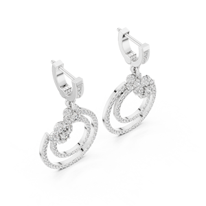 Luxury Trendy IGI Certified <b>Silver</b> Circle Diamond <b>Drop</b> <b>Earrings</b> Womens Wedding Engagement Anniversary Gift Fine Jewelry - Product Image 3