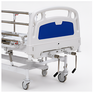 ABS Panel ICU Manual Hospital Bed with 4 Inch Foam Mattress & Collapsible <b>Rails</b> 3-Function Hospital Bed - Product Image 3