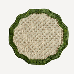 Hot Selling Wavy <b>Placemat</b> Scalloped Rattan <b>Placemats</b> for Dining Table Boho Rattan Charger Plates Customize from Vietnam Factory - Product Image 4