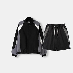 Men Nylon Zip up Two Piece Short Set Windbreaker <b>Jackets</b> Tracksuits Sets for Men - Product Image 4