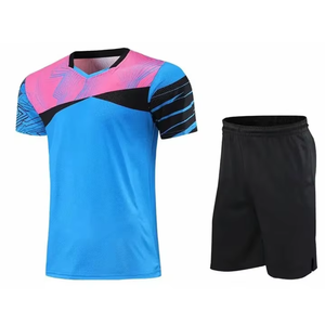 Ensemble d'uniformes de football personnalisés pour hommes, bleu, rose, noir, impression par sublimation, jersey respirant en polyester, shorts, tenue d'équipe pour adultes - Product Image 5