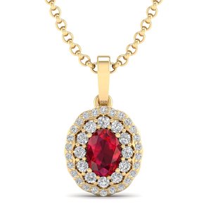 REYES New Arrival Oval Cut 0.75Ct Ruby Gemstone Pendant Necklace in 925 Sterling <b>Silver</b> GRA Certified Moissanite Jewelry - Product Image 2