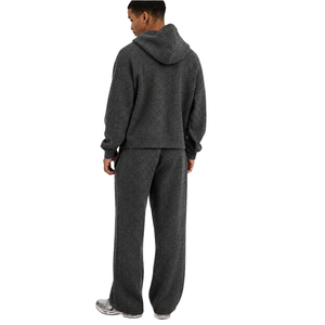Conjunto Deportivo Informal de Dos Piezas para Hombre: Sudadera con Capucha Holgada y Bolsillo Canguro y Pantalones de Pierna Recta con Dobladillo Abierto y Cintura Elástica - Product Image 2