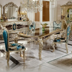 Ensemble de table à manger en bois d'acajou sculpté de qualité supérieure, style antique européen, respectueux de l'environnement, design de villa de style palais français, sur mesure - Product Image 2