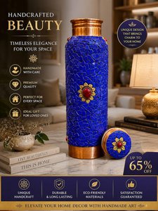 Bohemian Mosaic Copper <b>Water</b> <b>Bottle</b> With Lid Portable Blue Design - Product Image 5