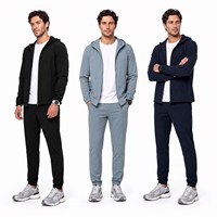 Мужской спортивный костюм-двойка: куртка на молнии с капюшоном и брюки-джоггеры, облегающий крой, повседневный стиль, OEM