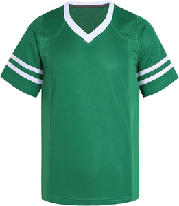 เสื้ออเมริกันฟุตบอล ผ้ายืดผสม ปักลายทวิลล์ ปักชื่อและหมายเลขผู้เล่นตามสั่ง ผู้ผลิต OEM ODM เสื้อคอวีชาย แขนสั้น - Product Image 2