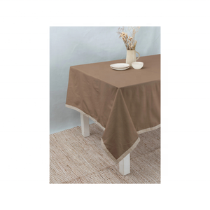 100% coton GOTS certifié doux Durable 60x90 pouces nappe Floral Beige brodé OEM ODM Service lavable maison produit - Product Image 4