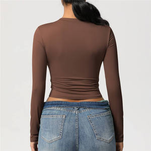 เสื้อยืดแขนยาวลำลองสำหรับผู้หญิง เนื้อผ้านุ่ม ยืดหยุ่น แห้งเร็ว เป็นมิตรกับสิ่งแวดล้อม กันลม น้ำหนักเบา ระบายอากาศได้ดี ทรงปกติ - Product Image 2