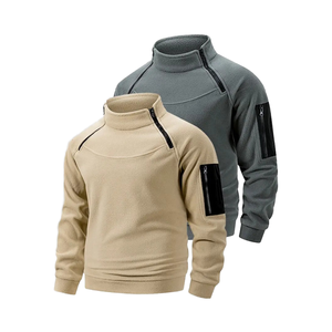Ensemble deux pièces décontracté pour homme, automne-hiver, doublé polaire, col rond contrasté, sweat-shirts à manches longues, 100% coton, teinture unie - Product Image 1