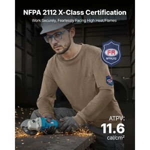 Camicie FR da Uomo Leggere 7 oz in Cotone Traspirante Ignifugo a Maniche Lunghe Pre-ristrette Resistenti al Fuoco per Lavoro - Product Image 2