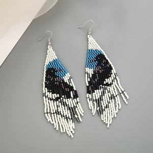 Nouvelles Boucles d'Oreilles Tressées Artisanales Miyuki à Pampilles, Motif Animalier Oiseau, pour Femme, Bijoux Tendance - Product Image 3