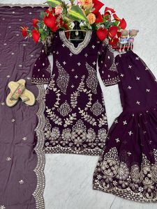 Salwar Kameez bordado con Dupatta |   Vestido de Fiesta Moderno para Mujer, Tejido Georgette Resistente, Elástico y Sin Arrugas, para Todas las Temporadas - Product Image 5