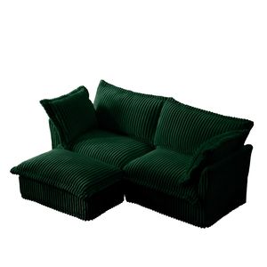 Divano componibile a L a 2 posti con pouf convertibile, seduta ampia e profonda e rivestimento sfoderabile per soggiorno - Product Image 5