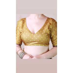 ผ้าไหมทัสซาร์สีทองลายพิมพ์คาลัมคารีแบบหนา สำหรับผู้หญิง พร้อมขอบทอผ้าด้วยไหมซารี - Product Image 1