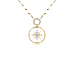 Pendentif étoile boussole en diamant de laboratoire pour femme, or 10K 14K 18K, argent sterling 925 935, bijoux raffinés ronds célestes - Product Image 1