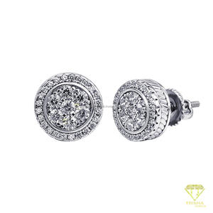 Elegantes Pendientes de Diamantes Moissanite en Racimo Redondo, Plata de Ley 925, Joyería Brillante de Primera Calidad para Mujer - Product Image 3