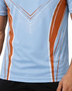 Camiseta Deportiva para Hombre Azul Cielo y Naranja, de Secado Rápido, Transpirable, para Gimnasio, Fitness, Running, Entrenamiento Atlético, Ropa Deportiva de Verano - Product Image 6