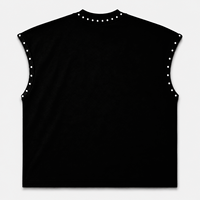 T-shirt Homme Oversize à Épaules Tombantes, Manches Courtes, Col Rond, Tricoté, avec Bordure Strass, Style Streetwear, Imprimé Casual, Respirant
