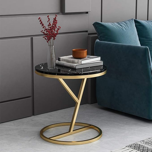 Mesas Auxiliares de Lujo con Tapa de Mármol a Precio de Fábrica, Mesa Auxiliar de Metal Dorado para Sala de Estar, Salón, Oficina, Mesa de Centro - Product Image 6