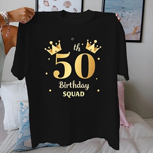 Camiseta de mujer de algodón puro con diseño dorado del Escuadrón del 50 cumpleaños ajuste cómodo - Product Image 1
