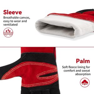 Guantes de Soldadura de Diamante Transpirables y Resistentes al Calor de Manga Larga, de Cuero Premium, Anticorte, Ignífugos, Antideslizantes, Sin Silicona - Product Image 2