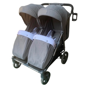 Cochecito gemelar para bebés, plegable con una mano, capota y cesta extra grandes, freno de un solo paso, cálido, certificado EN-1888, cuidado completo. - Product Image 2