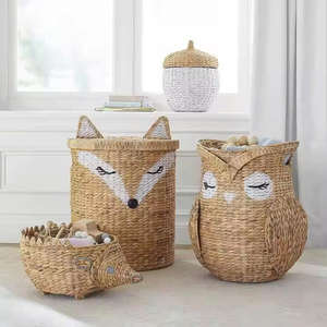 Panier ottoman rustique en rotin et cuivre avec doublure, paniers en osier naturel pour l'organisation de la maison et du bureau, panier de rangement pour papier - Product Image 1