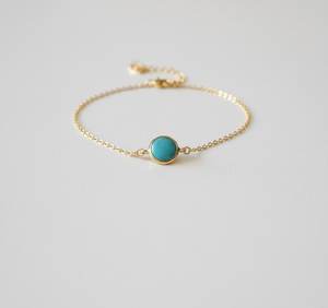 Sleeping Beauty Turquoise Bracelet 925 Sterling Silver 14K Gold Plated December Birthstone Minimalist Jewelry Gift - Product Image 2