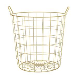 Modern <b>Gold</b> Metal Rolling Eco-Friendly Lightweight Laundry Basket Swivel Wheels Iron Laundry Hamper Hotel Bathroom Bedroom - Product Image 4