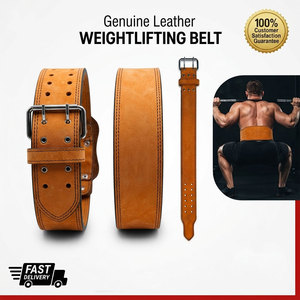 Ceinture de musculation professionnelle en cuir de vachette robuste, à double couture, avec une adhérence solide, pour un entraînement avancé et sécurisé - Product Image 6