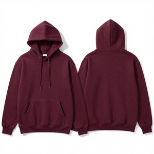 Unisex Oversized Purple <b>Hooded</b> <b>Fleece</b> Sweatshirt Solid Color Casual Pullover Hoodie Regular Length Knitted Fabric Autumn Wear - Product Image 2