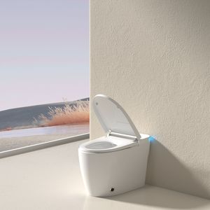 Smart Gray Screen wc Voice Control AUTO Open & Close Bidet riscaldato 1.28GPF asciugatrice Tankless acqua calda scudo a bolle wc - Product Image 5