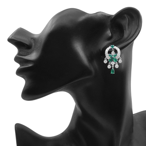 White Green CZ Drop Dangle <b>Earrings</b> 925 Sterling Silver, Round Pear Marquise Cut Cubic Zirconia <b>Earrings</b> for Women, Screw <b>Back</b> - Product Image 3