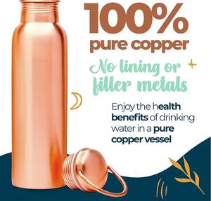 Authentic Ayurvedic Copper Water <b>Bottle</b> 34Oz /1000ml With Carrying Canvas Bag & Sleeve For <b>Drinking</b> Water And Leak-Proof - Product Image 3