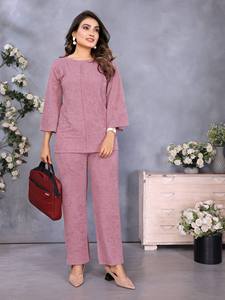 Ensemble haut et bas en tissu importé pour femmes, tenue de fête, tenue ethnique - Product Image 3