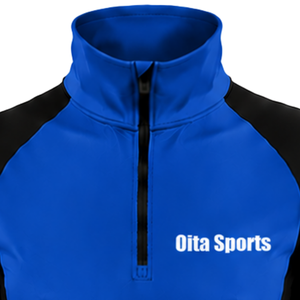 Haut de sport athlétique pour femme, bleu roi, à manches longues, col montant, avec passe-pouce, coupe ajustée, pour l'entraînement et la performance - Product Image 3